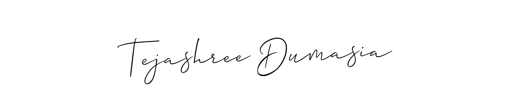 Make a beautiful signature design for name Tejashree Dumasia. With this signature (Allison_Script) style, you can create a handwritten signature for free. Tejashree Dumasia signature style 2 images and pictures png