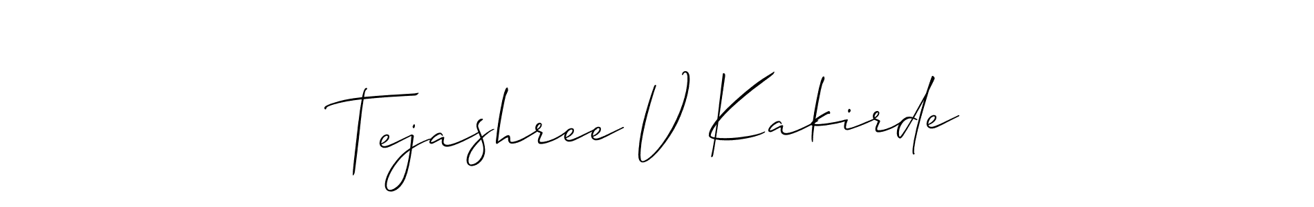 You should practise on your own different ways (Allison_Script) to write your name (Tejashree V Kakirde) in signature. don't let someone else do it for you. Tejashree V Kakirde signature style 2 images and pictures png
