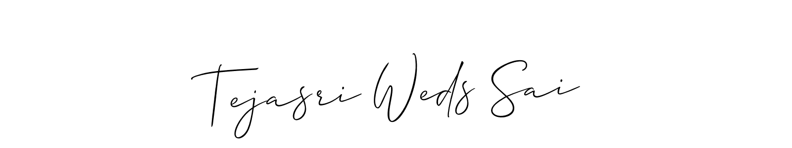 The best way (Allison_Script) to make a short signature is to pick only two or three words in your name. The name Tejasri Weds Sai include a total of six letters. For converting this name. Tejasri Weds Sai signature style 2 images and pictures png