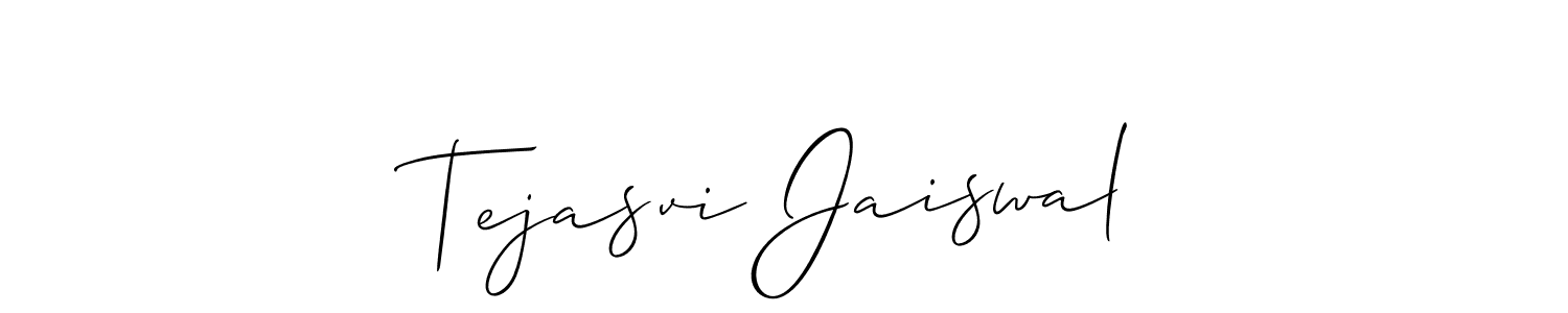 Allison_Script is a professional signature style that is perfect for those who want to add a touch of class to their signature. It is also a great choice for those who want to make their signature more unique. Get Tejasvi Jaiswal name to fancy signature for free. Tejasvi Jaiswal signature style 2 images and pictures png