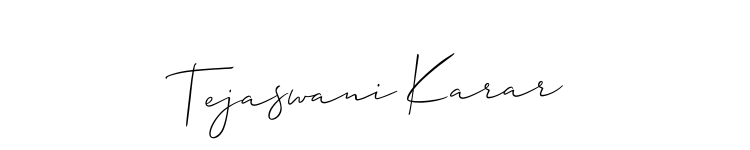 This is the best signature style for the Tejaswani Karar name. Also you like these signature font (Allison_Script). Mix name signature. Tejaswani Karar signature style 2 images and pictures png