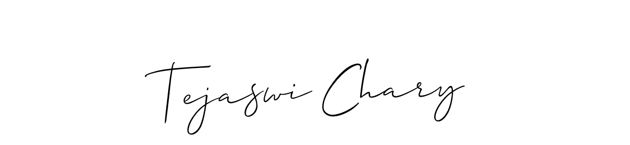 This is the best signature style for the Tejaswi Chary name. Also you like these signature font (Allison_Script). Mix name signature. Tejaswi Chary signature style 2 images and pictures png