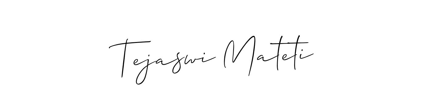 Also we have Tejaswi Mateti name is the best signature style. Create professional handwritten signature collection using Allison_Script autograph style. Tejaswi Mateti signature style 2 images and pictures png