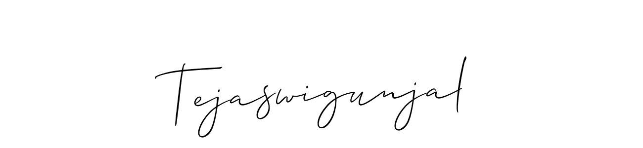 How to Draw Tejaswigunjal signature style? Allison_Script is a latest design signature styles for name Tejaswigunjal. Tejaswigunjal signature style 2 images and pictures png