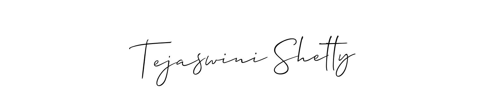 The best way (Allison_Script) to make a short signature is to pick only two or three words in your name. The name Tejaswini Shetty include a total of six letters. For converting this name. Tejaswini Shetty signature style 2 images and pictures png