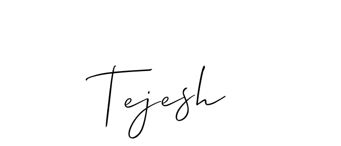 The best way (Allison_Script) to make a short signature is to pick only two or three words in your name. The name Tejesh  include a total of six letters. For converting this name. Tejesh  signature style 2 images and pictures png