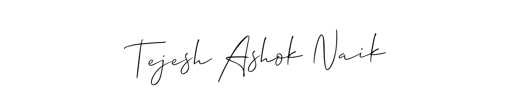 Similarly Allison_Script is the best handwritten signature design. Signature creator online .You can use it as an online autograph creator for name Tejesh Ashok Naik. Tejesh Ashok Naik signature style 2 images and pictures png