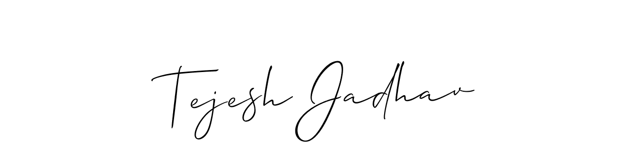 You should practise on your own different ways (Allison_Script) to write your name (Tejesh Jadhav) in signature. don't let someone else do it for you. Tejesh Jadhav signature style 2 images and pictures png