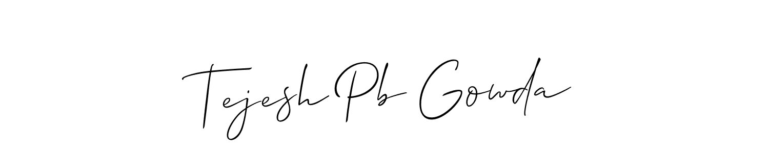 Make a beautiful signature design for name Tejesh Pb Gowda. With this signature (Allison_Script) style, you can create a handwritten signature for free. Tejesh Pb Gowda signature style 2 images and pictures png