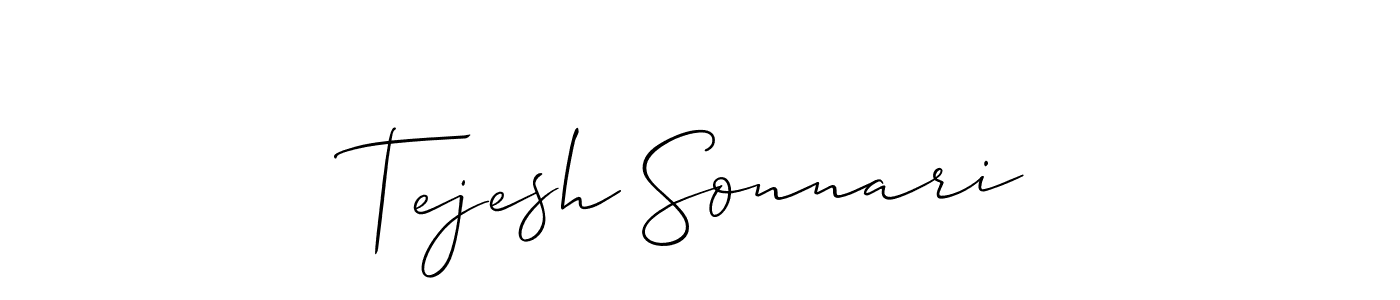 How to make Tejesh Sonnari name signature. Use Allison_Script style for creating short signs online. This is the latest handwritten sign. Tejesh Sonnari signature style 2 images and pictures png