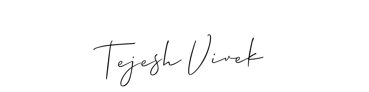 This is the best signature style for the Tejesh Vivek name. Also you like these signature font (Allison_Script). Mix name signature. Tejesh Vivek signature style 2 images and pictures png