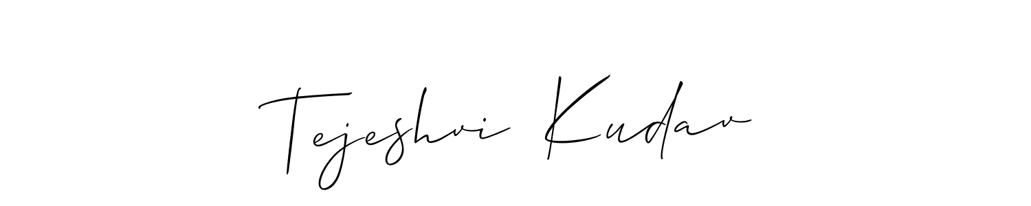 Use a signature maker to create a handwritten signature online. With this signature software, you can design (Allison_Script) your own signature for name Tejeshvi  Kudav. Tejeshvi  Kudav signature style 2 images and pictures png