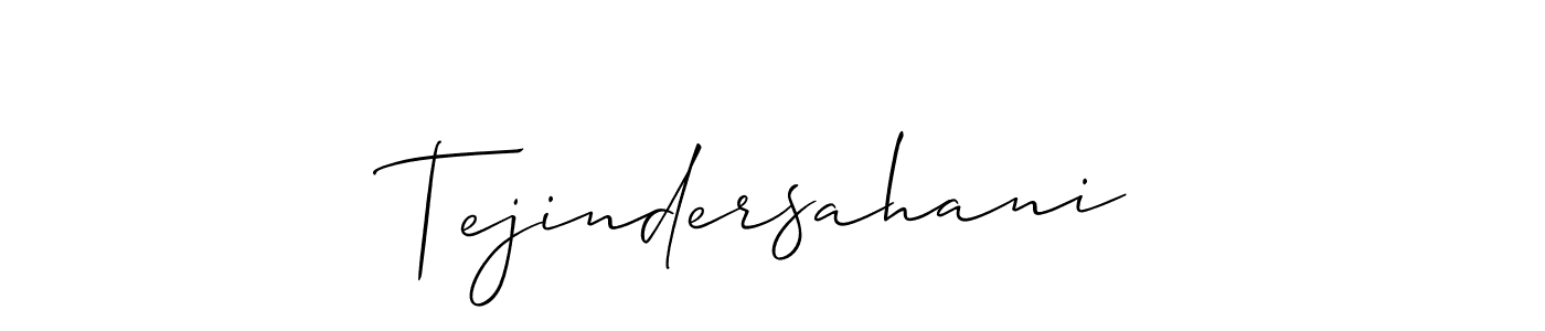 How to make Tejindersahani signature? Allison_Script is a professional autograph style. Create handwritten signature for Tejindersahani name. Tejindersahani signature style 2 images and pictures png