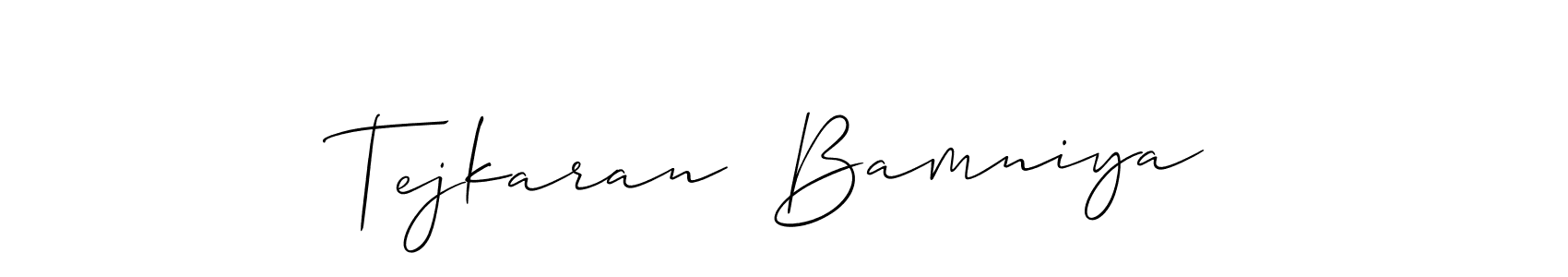 Make a beautiful signature design for name Tejkaran  Bamniya. With this signature (Allison_Script) style, you can create a handwritten signature for free. Tejkaran  Bamniya signature style 2 images and pictures png