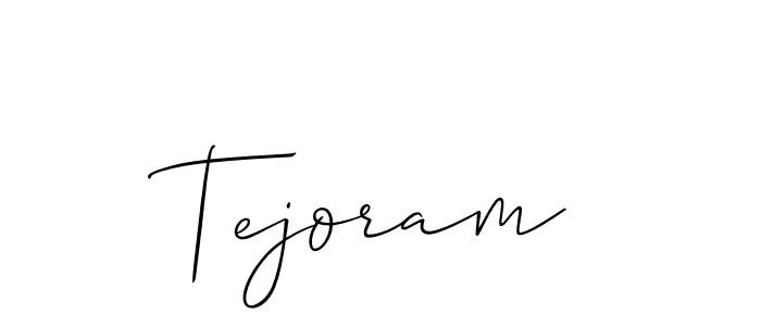 The best way (Allison_Script) to make a short signature is to pick only two or three words in your name. The name Tejoram include a total of six letters. For converting this name. Tejoram signature style 2 images and pictures png