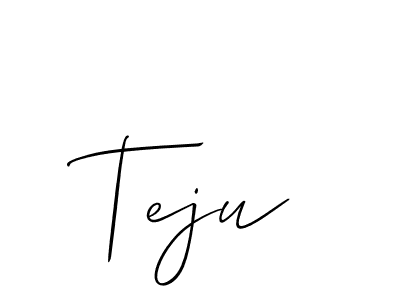 if you are searching for the best signature style for your name Teju. so please give up your signature search. here we have designed multiple signature styles  using Allison_Script. Teju signature style 2 images and pictures png