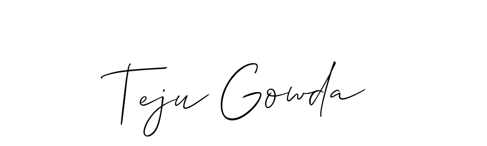 How to Draw Teju Gowda signature style? Allison_Script is a latest design signature styles for name Teju Gowda. Teju Gowda signature style 2 images and pictures png