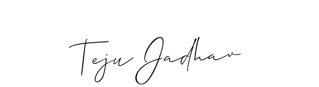 You should practise on your own different ways (Allison_Script) to write your name (Teju Jadhav) in signature. don't let someone else do it for you. Teju Jadhav signature style 2 images and pictures png