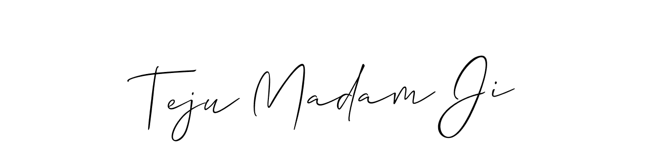 It looks lik you need a new signature style for name Teju Madam Ji. Design unique handwritten (Allison_Script) signature with our free signature maker in just a few clicks. Teju Madam Ji signature style 2 images and pictures png
