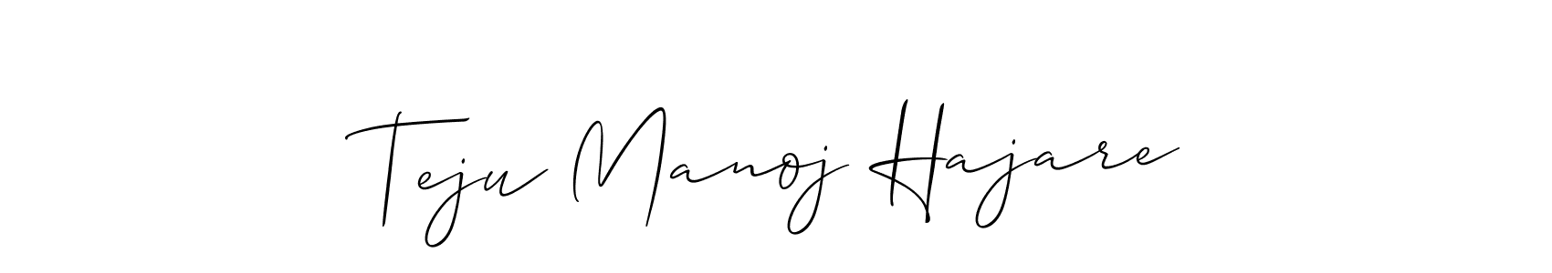 Make a short Teju Manoj Hajare signature style. Manage your documents anywhere anytime using Allison_Script. Create and add eSignatures, submit forms, share and send files easily. Teju Manoj Hajare signature style 2 images and pictures png