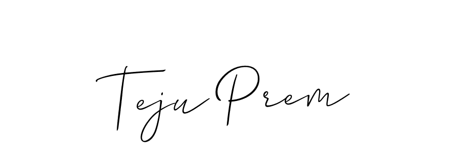 if you are searching for the best signature style for your name Teju Prem. so please give up your signature search. here we have designed multiple signature styles  using Allison_Script. Teju Prem signature style 2 images and pictures png