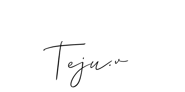 Also You can easily find your signature by using the search form. We will create Teju.v name handwritten signature images for you free of cost using Allison_Script sign style. Teju.v signature style 2 images and pictures png