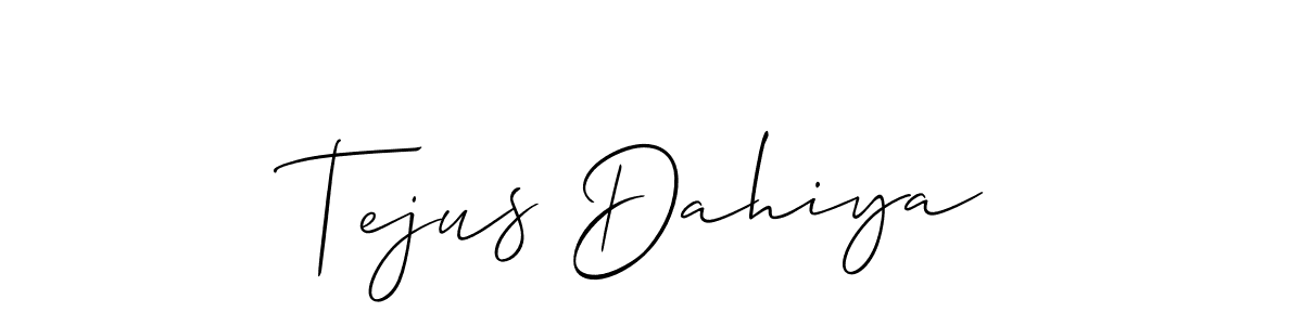 The best way (Allison_Script) to make a short signature is to pick only two or three words in your name. The name Tejus Dahiya include a total of six letters. For converting this name. Tejus Dahiya signature style 2 images and pictures png