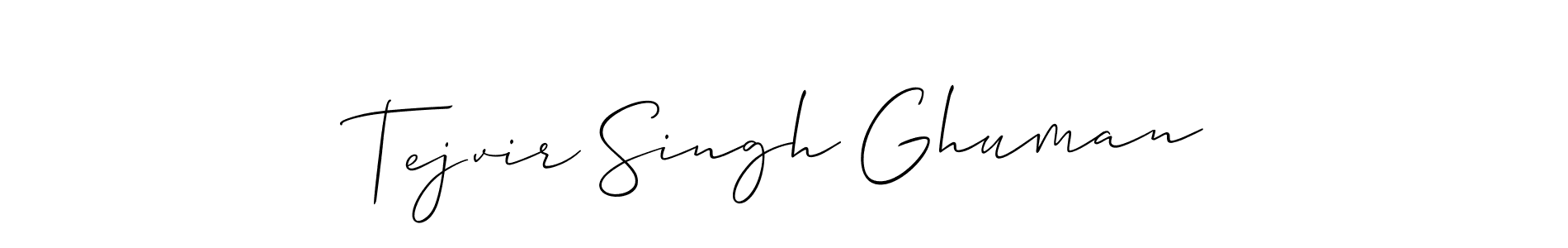How to make Tejvir Singh Ghuman signature? Allison_Script is a professional autograph style. Create handwritten signature for Tejvir Singh Ghuman name. Tejvir Singh Ghuman signature style 2 images and pictures png