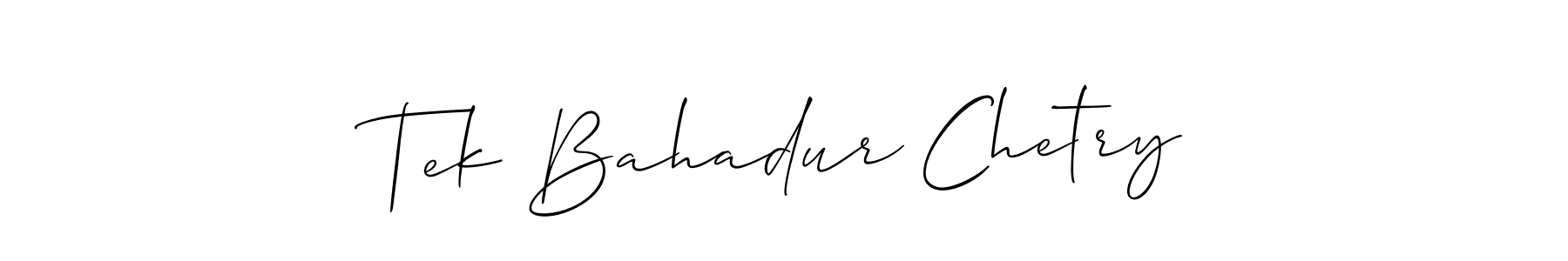 Use a signature maker to create a handwritten signature online. With this signature software, you can design (Allison_Script) your own signature for name Tek Bahadur Chetry. Tek Bahadur Chetry signature style 2 images and pictures png