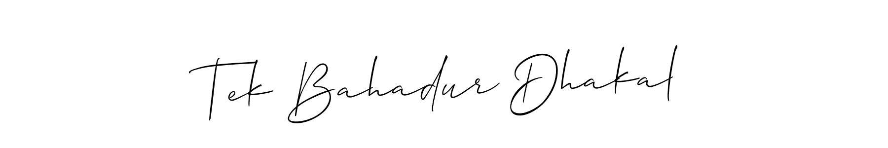 if you are searching for the best signature style for your name Tek Bahadur Dhakal. so please give up your signature search. here we have designed multiple signature styles  using Allison_Script. Tek Bahadur Dhakal signature style 2 images and pictures png