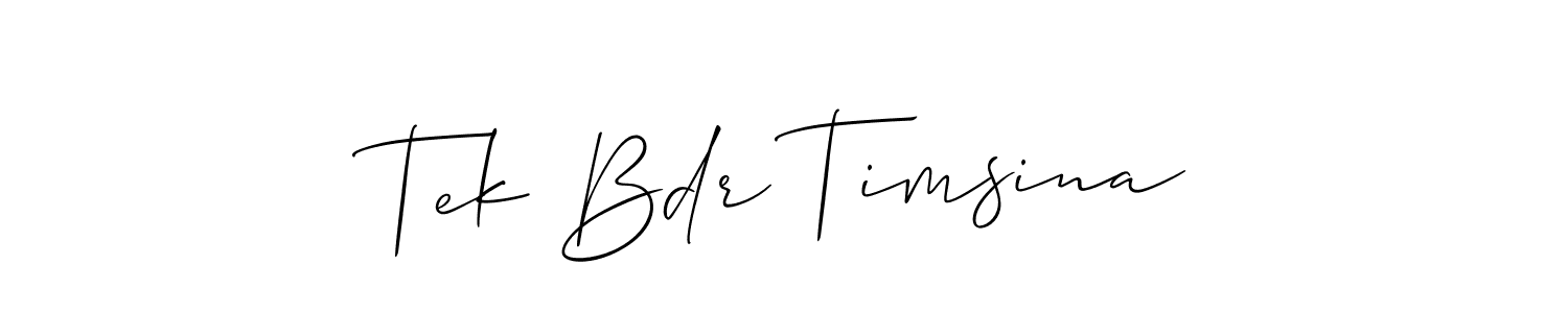 Also You can easily find your signature by using the search form. We will create Tek Bdr Timsina name handwritten signature images for you free of cost using Allison_Script sign style. Tek Bdr Timsina signature style 2 images and pictures png