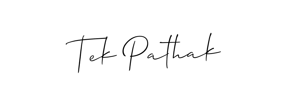 How to make Tek Pathak signature? Allison_Script is a professional autograph style. Create handwritten signature for Tek Pathak name. Tek Pathak signature style 2 images and pictures png