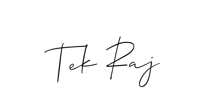 It looks lik you need a new signature style for name Tek Raj. Design unique handwritten (Allison_Script) signature with our free signature maker in just a few clicks. Tek Raj signature style 2 images and pictures png
