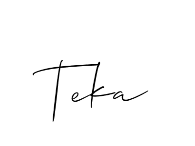Design your own signature with our free online signature maker. With this signature software, you can create a handwritten (Allison_Script) signature for name Teka. Teka signature style 2 images and pictures png