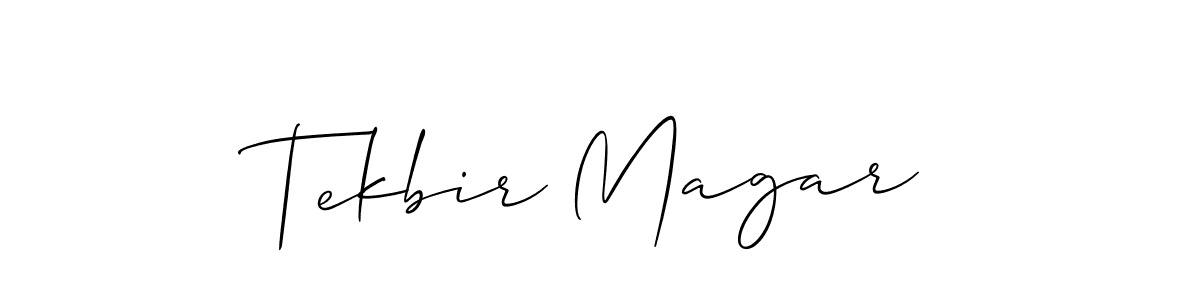 Use a signature maker to create a handwritten signature online. With this signature software, you can design (Allison_Script) your own signature for name Tekbir Magar. Tekbir Magar signature style 2 images and pictures png