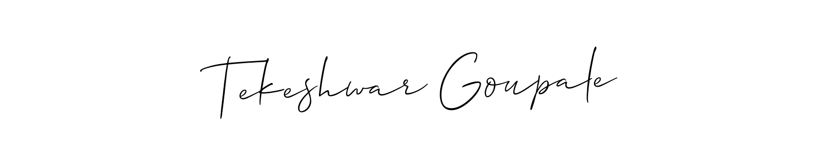 How to make Tekeshwar Goupale name signature. Use Allison_Script style for creating short signs online. This is the latest handwritten sign. Tekeshwar Goupale signature style 2 images and pictures png