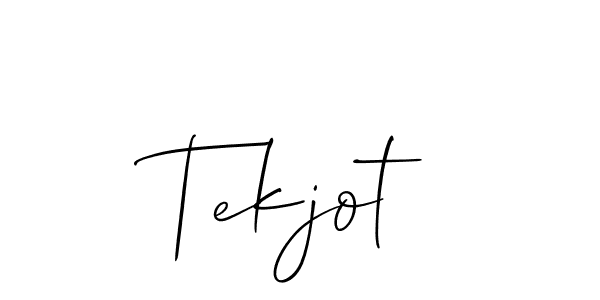 The best way (Allison_Script) to make a short signature is to pick only two or three words in your name. The name Tekjot include a total of six letters. For converting this name. Tekjot signature style 2 images and pictures png
