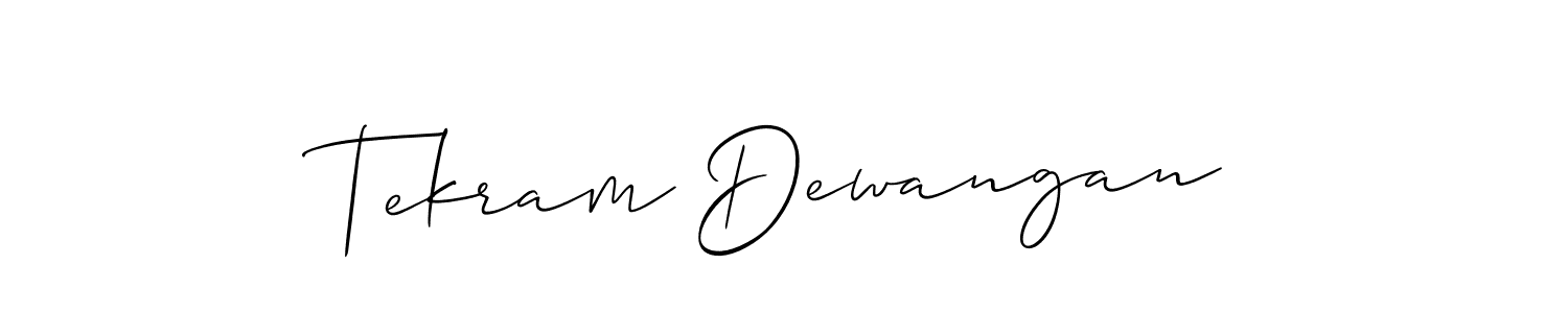 Create a beautiful signature design for name Tekram Dewangan. With this signature (Allison_Script) fonts, you can make a handwritten signature for free. Tekram Dewangan signature style 2 images and pictures png