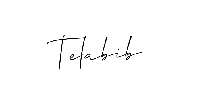 if you are searching for the best signature style for your name Telabib. so please give up your signature search. here we have designed multiple signature styles  using Allison_Script. Telabib signature style 2 images and pictures png