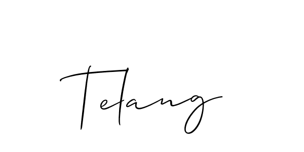 Design your own signature with our free online signature maker. With this signature software, you can create a handwritten (Allison_Script) signature for name Telang. Telang signature style 2 images and pictures png