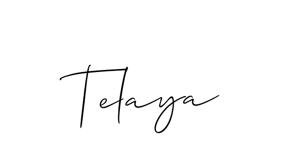 Use a signature maker to create a handwritten signature online. With this signature software, you can design (Allison_Script) your own signature for name Telaya. Telaya signature style 2 images and pictures png