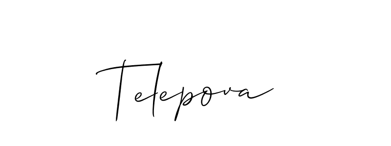 Allison_Script is a professional signature style that is perfect for those who want to add a touch of class to their signature. It is also a great choice for those who want to make their signature more unique. Get Telepova name to fancy signature for free. Telepova signature style 2 images and pictures png