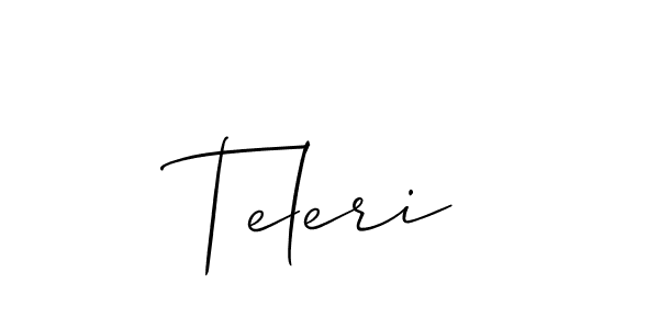 if you are searching for the best signature style for your name Teleri. so please give up your signature search. here we have designed multiple signature styles  using Allison_Script. Teleri signature style 2 images and pictures png