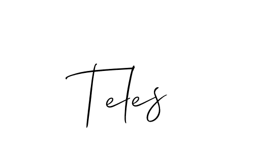 The best way (Allison_Script) to make a short signature is to pick only two or three words in your name. The name Teles include a total of six letters. For converting this name. Teles signature style 2 images and pictures png