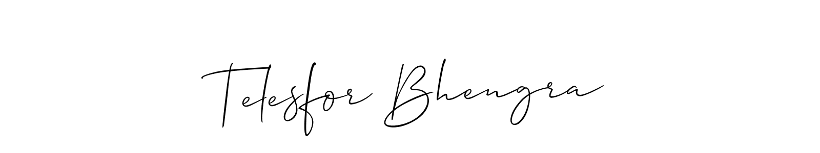 Allison_Script is a professional signature style that is perfect for those who want to add a touch of class to their signature. It is also a great choice for those who want to make their signature more unique. Get Telesfor Bhengra name to fancy signature for free. Telesfor Bhengra signature style 2 images and pictures png