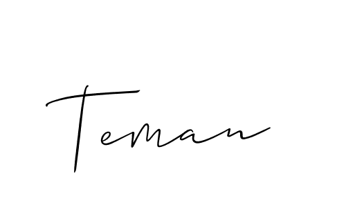 Create a beautiful signature design for name Teman. With this signature (Allison_Script) fonts, you can make a handwritten signature for free. Teman signature style 2 images and pictures png