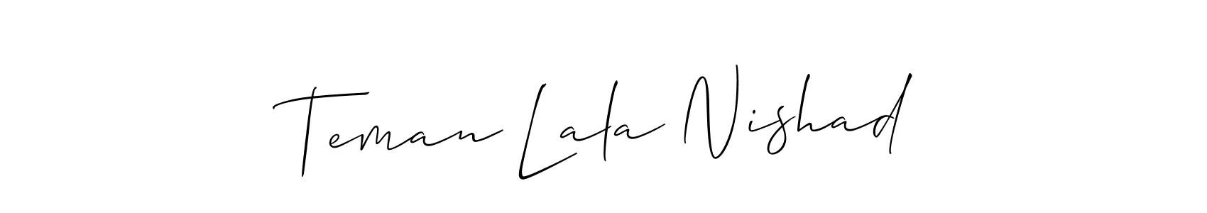 How to Draw Teman Lala Nishad signature style? Allison_Script is a latest design signature styles for name Teman Lala Nishad. Teman Lala Nishad signature style 2 images and pictures png