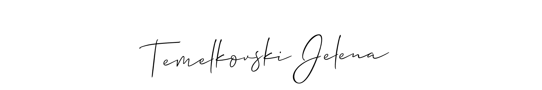 Use a signature maker to create a handwritten signature online. With this signature software, you can design (Allison_Script) your own signature for name Temelkovski Jelena. Temelkovski Jelena signature style 2 images and pictures png