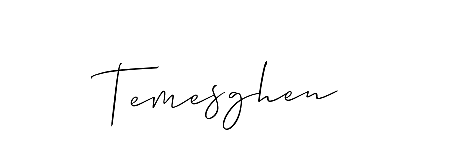 How to make Temesghen signature? Allison_Script is a professional autograph style. Create handwritten signature for Temesghen name. Temesghen signature style 2 images and pictures png