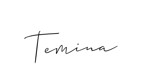 Use a signature maker to create a handwritten signature online. With this signature software, you can design (Allison_Script) your own signature for name Temina. Temina signature style 2 images and pictures png